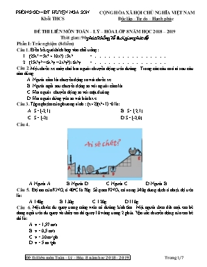Đề thi liên môn Toán  Lý  Hóa Lớp 8 - Năm học 2018-2019 - Phòng giáo dục và đào tạo huyện Nga Sơn